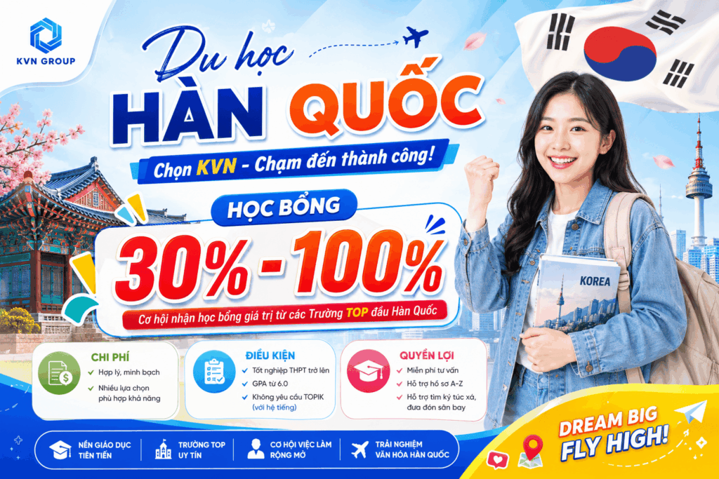 Du học Hàn Quốc học bổng từ 30-100% học phí